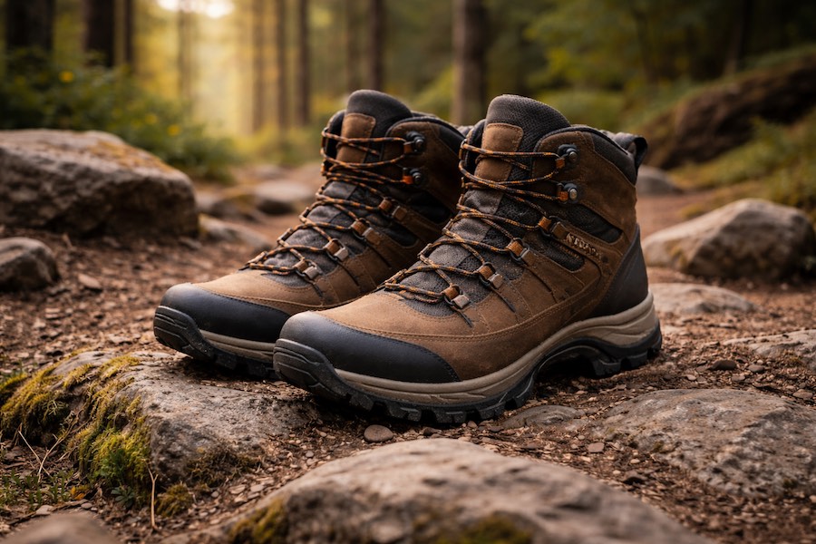 Chaussures de randonnée sur différents types de terrains - boueux, rocailleux, forestier